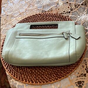 Coach Green Leather Clutch with Bow Detail